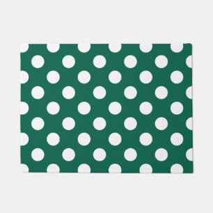 Witte polka-stippen op zonegroen deurmat