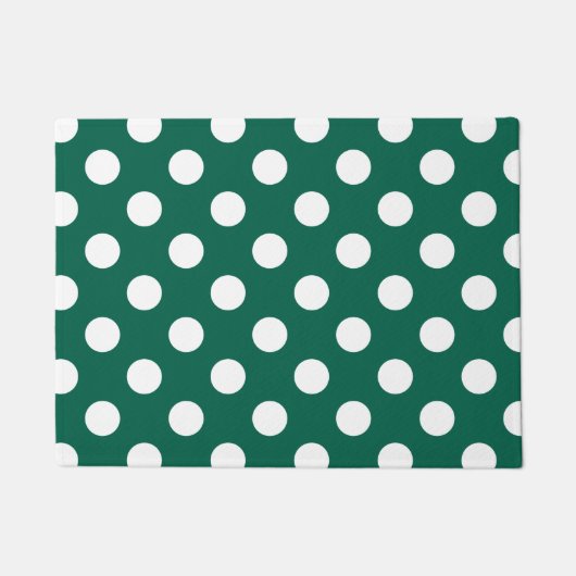 Witte polka-stippen op zonegroen deurmat (Voorkant)