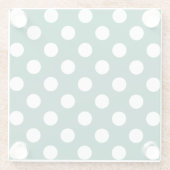 Witte polka-stippen op zonegroen glazen onderzetter (Achterkant)