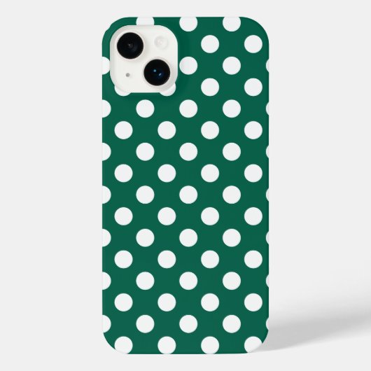 Witte polka-stippen op zonegroen iPhone hoesje (Achterkant)