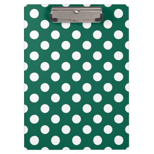 Witte polka-stippen op zonegroen klembord (Voorkant)