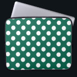 Witte polka-stippen op zonegroen laptop sleeve<br><div class="desc">Witte polka-stippen op zonegroen</div>