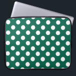 Witte polka-stippen op zonegroen laptop sleeve<br><div class="desc">Witte polka-stippen op zonegroen</div>