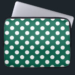 Witte polka-stippen op zonegroen laptop sleeve<br><div class="desc">Witte polka-stippen op zonegroen</div>