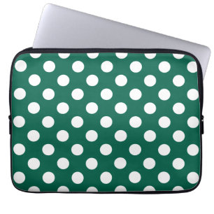 Witte polka-stippen op zonegroen laptop sleeve