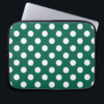 Witte polka-stippen op zonegroen laptop sleeve<br><div class="desc">Witte polka-stippen op zonegroen</div>