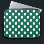 Witte polka-stippen op zonegroen laptop sleeve<br><div class="desc">Witte polka-stippen op zonegroen</div>