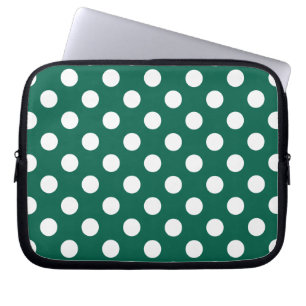 Witte polka-stippen op zonegroen laptop sleeve