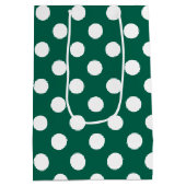 Witte polka-stippen op zonegroen medium cadeauzakje (Achterkant)