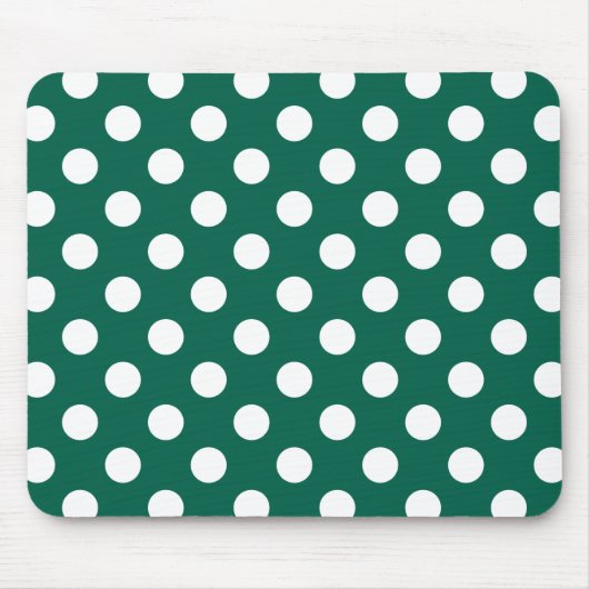 Witte polka-stippen op zonegroen muismat (Voorkant)
