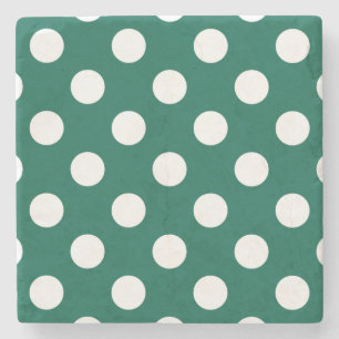 Witte polka-stippen op zonegroen stenen onderzetter