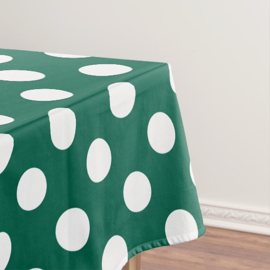 Witte polka-stippen op zonegroen tafelkleed (Voorbeeld)