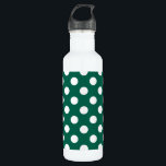 Witte polka-stippen op zonegroen waterfles<br><div class="desc">Witte polka-stippen op zonegroen</div>