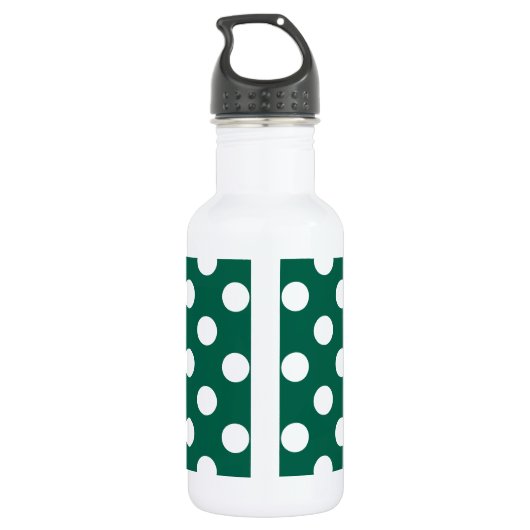 Witte polka-stippen op zonegroen waterfles  (Achterkant)