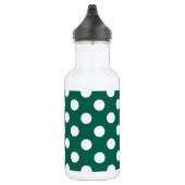 Witte polka-stippen op zonegroen waterfles  (Rechts)