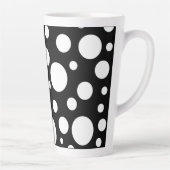 Witte Polka stippen op zwart | Latte Mok (Rechts)
