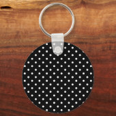 witte polka stippen op zwart sleutelhanger (Voorkant)