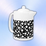 Witte Polka stippen op zwart | Theepot<br><div class="desc">Witte Polka Dots, minimaal en eenvoudig op een zwarte achtergrond. Zie mijn winkel voor bijpassende tafelkleden, placemats, onderzetters en meer, inclusief een mix-and-match met effen zwart-wit en zwart-wit strepen. Als je hulp nodig hebt, of als je een andere kleurencombinatie nodig hebt - neem dan contact met mij op, ik help...</div>