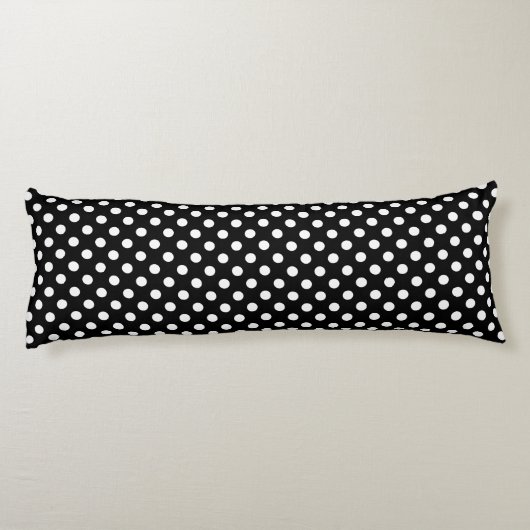 Witte polka stippen op zwarte achtergrond lichaamskussen (Achterkant)