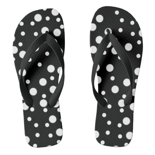 Witte polka stippen op zwarte Flipflops Teenslippers (Voetbed)