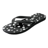 Witte polka stippen op zwarte Flipflops Teenslippers (Schuin)