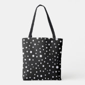 Witte polka stippen op zwarte tote bag (Achterkant)