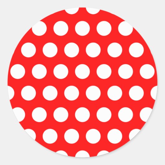 Witte polka stippen ronde sticker (Voorkant)