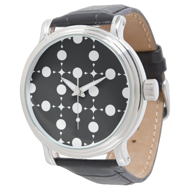 Witte polka stippen, Stippenpatroon, Stippen, Gest Horloge (Gekanteld)