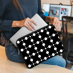 Witte polka stippen, Stippenpatroon, Stippen, Gest Laptop Sleeve
