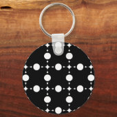Witte polka stippen, Stippenpatroon, Stippen, Gest Sleutelhanger (Voorkant)