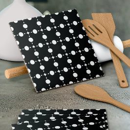 Witte polka stippen, Stippenpatroon, Stippen, Gest Tegeltje