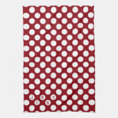 Witte Polkadot op rode achtergrond Theedoek (Verticaal)