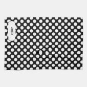 Witte Polkadot op zwarte achtergrond 2 Theedoek (Horizontaal)