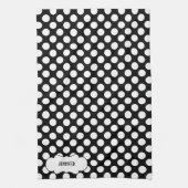 Witte Polkadot op zwarte achtergrond 2 Theedoek (Verticaal)