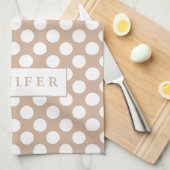 Witte Polkadot over bruine achtergrond Theedoek (Quarter Fold)