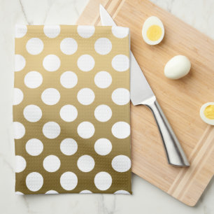Witte Polkadot over gouden achtergrond Theedoek