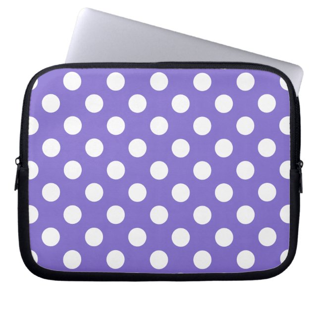 Witte polkstippen op de rand laptop sleeve (Voorkant)