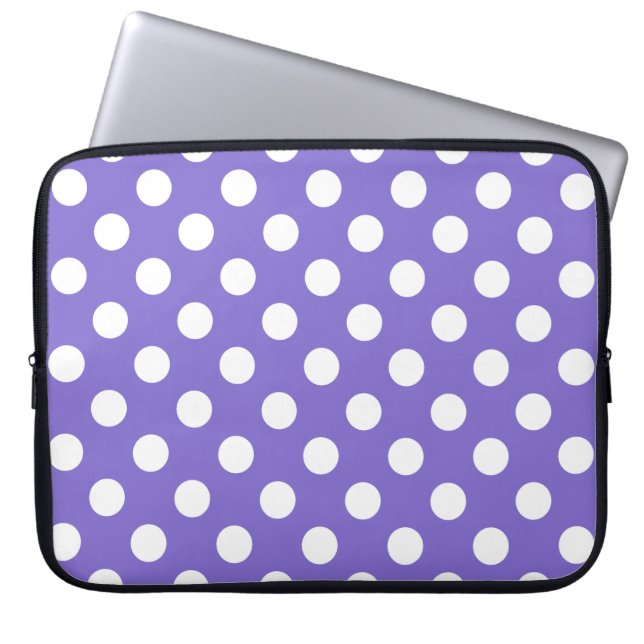 Witte polkstippen op de rand laptop sleeve (Voorkant)