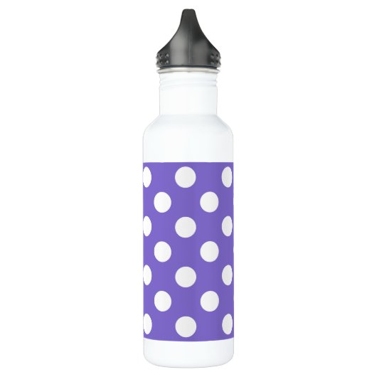 Witte polkstippen op de rand waterfles  (Links)