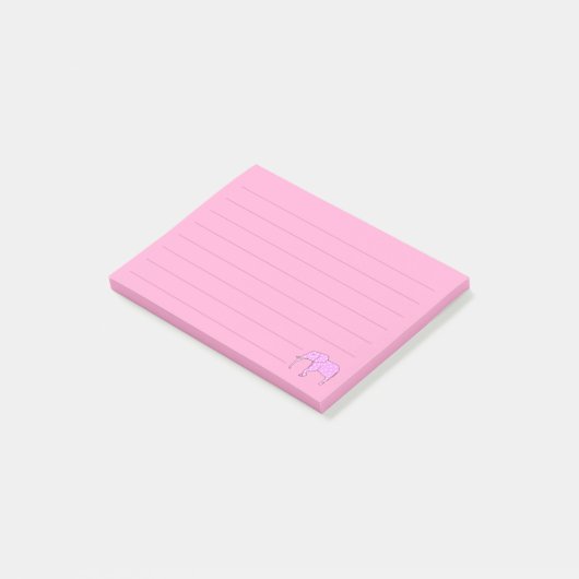 Witte pols roze olifant post-it® notes (Schuin)
