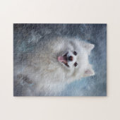 Witte pomeraanse hond legpuzzel (Horizontaal)