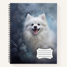 Witte pomeraanse hond notitieboek