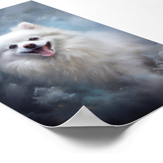 Witte pomeraanse hond poster (Hoek)