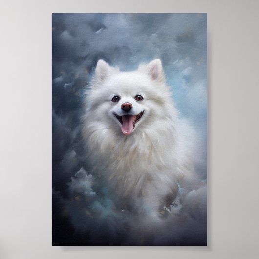 Witte pomeraanse hond poster (Voorkant)