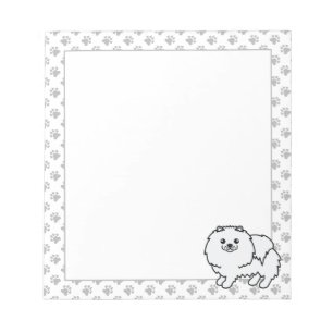 Witte Pomeranian Lieve Cartoon Hond Notitieblok
