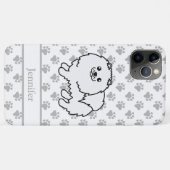 Witte Pomeranian Lieve Cartoonhond & Naam Case-Mate iPhone Case (Achterkant (horizontaal))