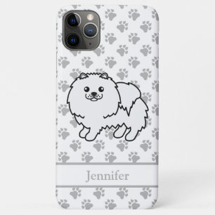Witte Pomeranian Lieve Cartoonhond & Naam Case-Mate iPhone Case