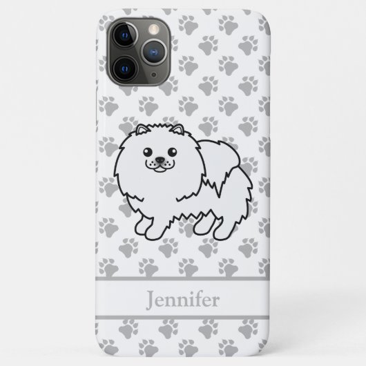 Witte Pomeranian Lieve Cartoonhond & Naam Case-Mate iPhone Case (Achterkant)
