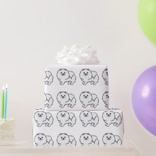 Witte Pomeranian Mooie Cartoon Hond Patroon Cadeaupapier