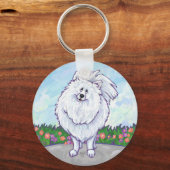 Witte Pommeren Cadeaus & Accessoires Sleutelhanger (Voorkant)